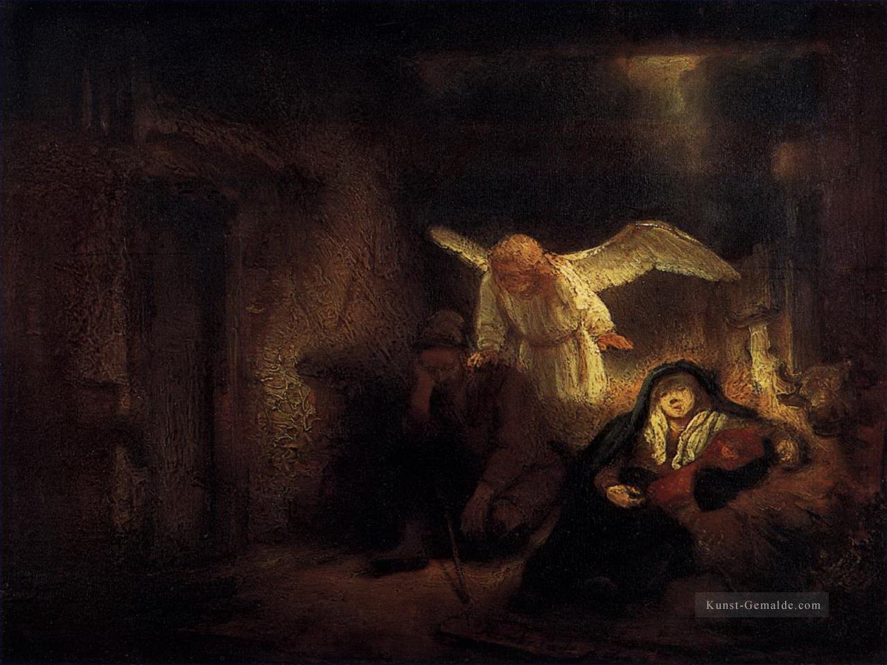 Joseph Dream im Stall in Bethlehem Rembrandt Ölgemälde